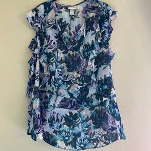 AVA VIV plus 3x 2x ruffle purple top
